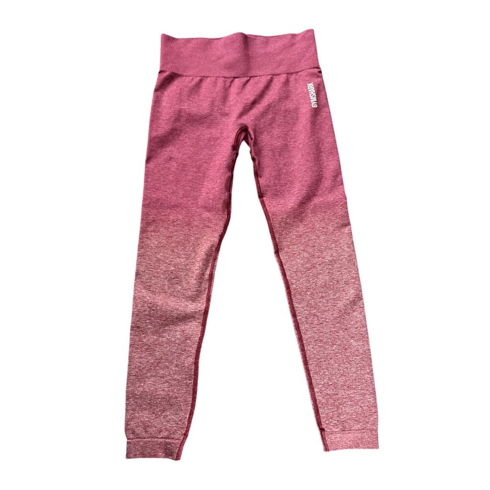 Gymshark Set Adapt Ombre Seamless Leggings & Long Sleeve Crop Top Burgundy Mediu - Picture 15 of 16